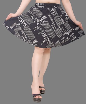 AMORE CREATION Printed Women Flared Black Skirt