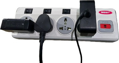 Skeisy Extension Board, 4+4 Multi Plug Points Universal socket, 3Meter 4  Socket Extension Boards(Grey, 3 m)