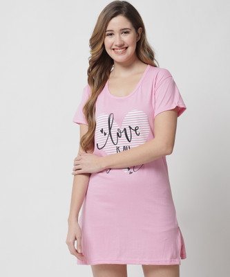ANIXA Printed Women Round Neck Pink T-Shirt