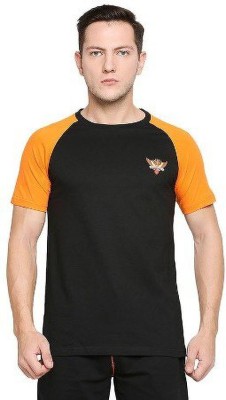 FanCode-SRH Solid Men Round Neck Orange T-Shirt