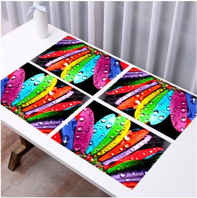 Creadcraft Rectangular Pack of 4 Table Placemat(Multicolor, Brown, PVC)