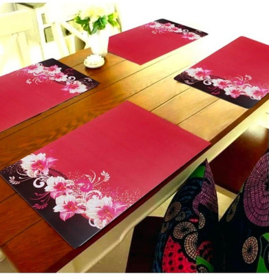 Creadcraft Rectangular Pack of 4 Table Placemat(Gold, PVC)