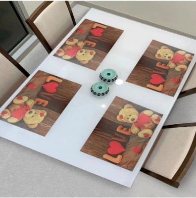 REVEXO Rectangular Pack of 4 Table Placemat(Green, PVC)