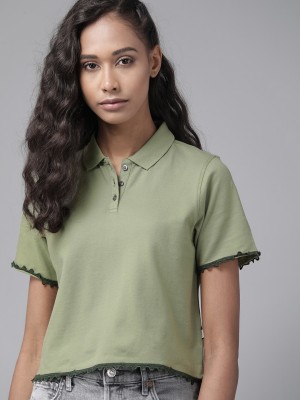 Roadster Casual Solid Women Green Top