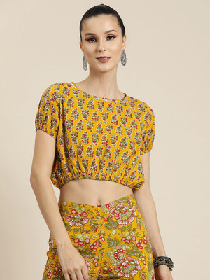 Shae by SASSAFRAS Casual Printed Women Yellow Top