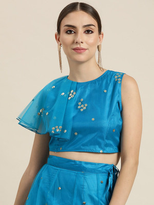 Shae by SASSAFRAS Party Embroidered Women Blue Top
