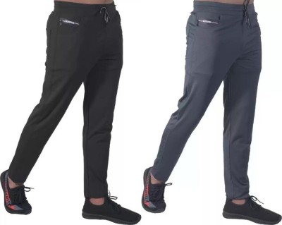 DEEDAT Regular Fit Men Black, Grey Trousers