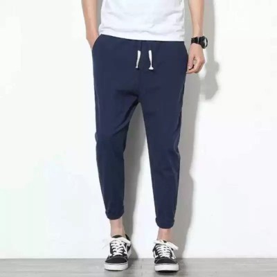 StyloHub Solid Men Blue Track Pants