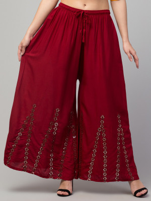 Trend Level Flared Women Maroon Trousers