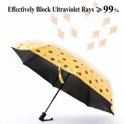 KEKEMI 3 Fold Manual Sun & Rain Umbrella(Yellow)