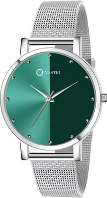 Divastri DVSTRI-7002-GRN-SLVR Analog Watch for Women Casual Formal Party Purpose with Milanese Mesh Band Analog Watch  - For Girls
