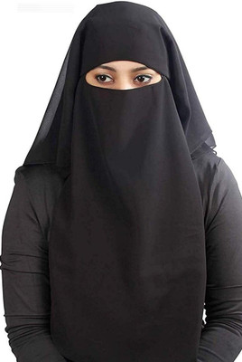 NZ COLLECTION Chiffon, Georgette Solid Abaya(Black)