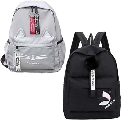 LAVITRA Medium Size Fashion Backpack for Girls /Office Bag/School Bag/College Bag 10 L Backpack(Grey, Black)