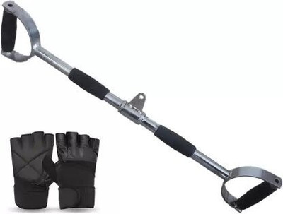 HACKERX Pro-Grip Straight LAT Bar With Gloves Multi-training Bar