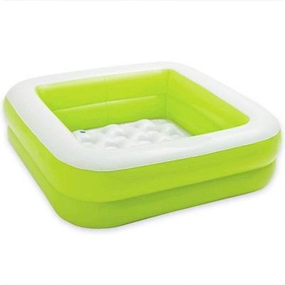 Aseenaa 3ft Square Baby Pool Bath Water Tub for Kids Soft Inflatable Kids Swimming Tub(Green)