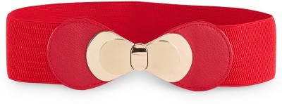 REDHORNS Women Casual, Evening, Formal, Party Red, Gold Fabric, Metal Belt