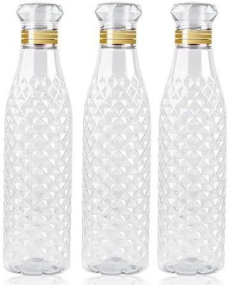Cashing Fashion Premium Edition Diamond Fridge Water Bottle Set For Home, Office, Gym, Travel 1000 ml Bottle(Pack of 3, Clear, Plastic)