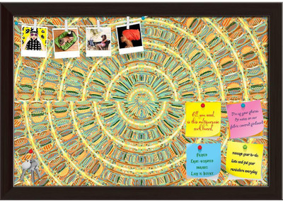 Artzfolio Abstract Drawing & Painting Background Notice Pin Soft Board with Push Pins Cork Bulletin Board(Dark Brown Frame 23.5 x 16 inch (60 x 41 cms))