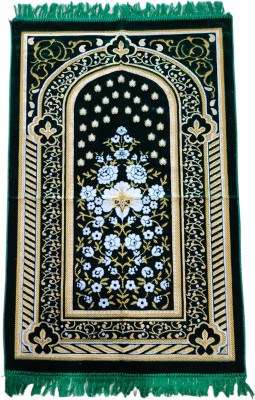 Janamaz Green Velvet Carpet(2 ft,  X 4 ft, Rectangle)