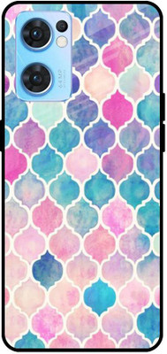 QRIOH Glass Back Cover for Oppo Reno7 5G(Multicolor, Grip Case, Silicon, Pack of: 1)