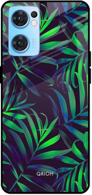 QRIOH Glass Back Cover for Oppo Reno7 5G(Multicolor, Grip Case, Silicon, Pack of: 1)