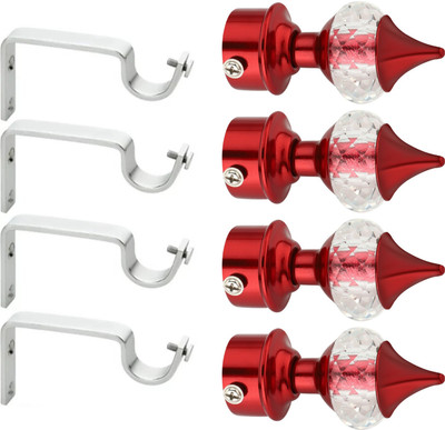 Ghazian Red Curtain Knobs, Rod Rail Bracket Metal(Pack of 8)