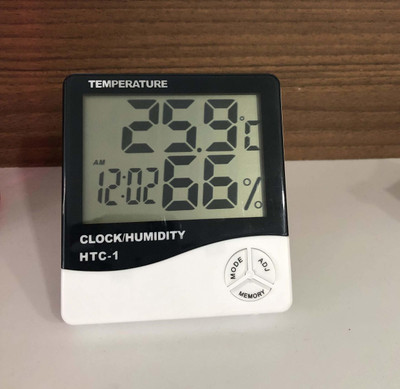thermomate Digital Indoor Hygrometer Thermometer with Clock temperature HTC-1 Thermometer(White)