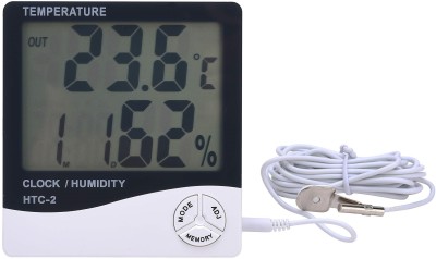 thermomate Digital room Thermometer Humidity Meter with Clock LCD Display Wall Mount RT20 Thermometer(White)
