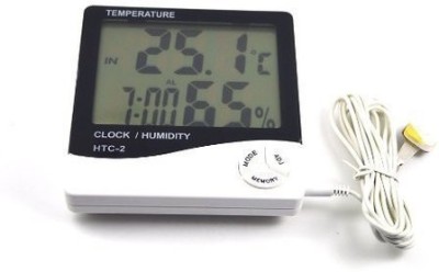 thermomate Digital Hygrometer Thermometer with Clock LCD Display Wall Mount, room RT20 Thermometer(White)