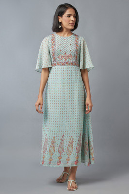 W Women A-line Green Ankle Length Dress