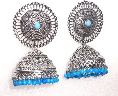 FIDELITY Oxidized Jhumki-06 Beads Metal Jhumki Earring