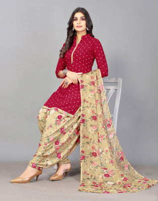 Samah Crepe Floral Print, Printed, Geometric Print Salwar Suit Material