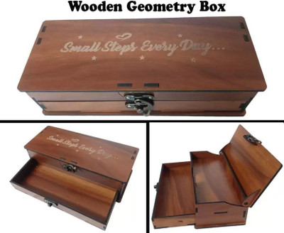 Glowbird Small Steps Every Day Pencil Box, Pencil Case for Kids Geometry Box(Brown)