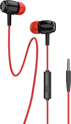 DUDAO 3.5 MM JACK Wired Dynamic Bass Stereo Earphone with Mic and Music Wired Headset(Red, In the Ear)