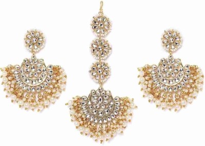 Gyaan Jewels Brass Gold-plated Beige Jewellery Set(Pack of 1)