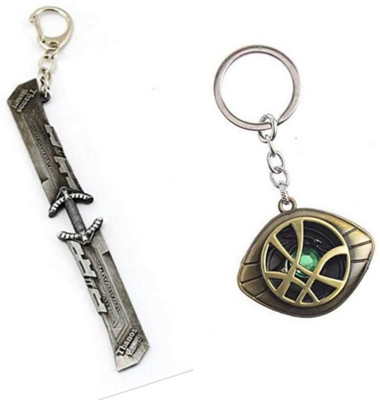 JAINSON MARTIN Combo of Dr Strange Eye And Thanos Blade Silver Key Chain