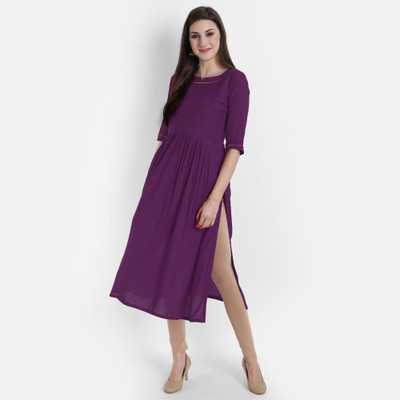 NYALKARAN CREATION Women Solid A-line Kurta(Purple)