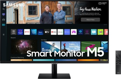 SAMSUNG M5 27 inch Full HD VA Panel with embedded TV Apps, PC-less productivity with Samsung DeX, Office 365, Google Duo app, and IoT Hub, Built-in Speakers, Ultrawide Game View Smart Monitor (LS27BM500EWXXL)(Response Time: 4 ms, 60 Hz Refresh Rate)