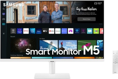 SAMSUNG M5 27 inch Full HD VA Panel with embedded TV Apps, PC-less productivity with Samsung DeX, Office 365, Google Duo app, and IoT Hub, Built-in Speakers, Ultrawide Game View Smart Monitor (LS27BM501EWXXL)(Response Time: 4 ms, 60 Hz Refresh Rate)