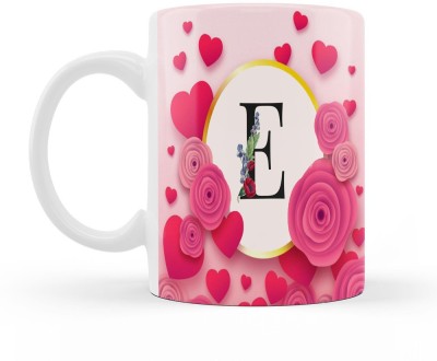 Dezzbee Beautiful Designer Alphabet Letter E Printed Coffee/Tea, 330ML White Ceramic Coffee Mug(330 ml)