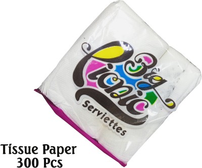 Fateh White Soft Tissue Paper ( 300 pieces , Pack of 3 ) White Paper Napkins(300 Sheets)