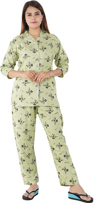 Redglo Women Printed Green Night Suit Set