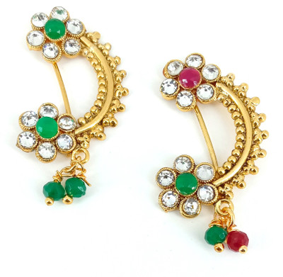 Nirmalkayaa Beads Gold-plated Plated Copper Nose Stud(Pack of 2)