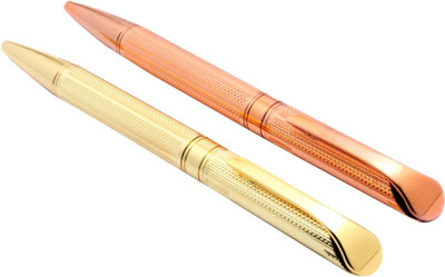 Ledos Studio Rose Gold & Full Gold Plated Ball Pen With Blue Refill New Ball Pen(Pack of 2, Ink Color - Blue)