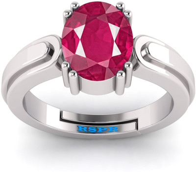 RSPR 9.25 Ratti Untreatet A+ Quality Natural Ruby Manikya Manik Gemstone Metal Ruby Silver Plated Ring