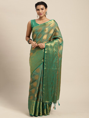 MIMOSA Woven Kanjivaram Art Silk Saree(Green)