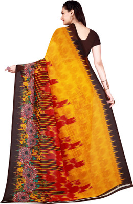 Saadhvi Geometric Print Daily Wear Georgette Saree(Pack of 2, Red, Yellow)