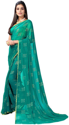 JiproStore Printed Daily Wear Chanderi Saree(Green)