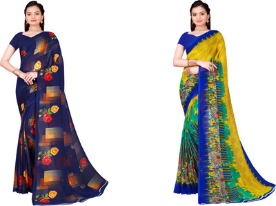 Suali Printed Daily Wear Georgette Saree(Pack of 2, Multicolor)