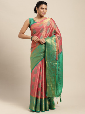MIMOSA Woven Kanjivaram Art Silk Saree(Pink)